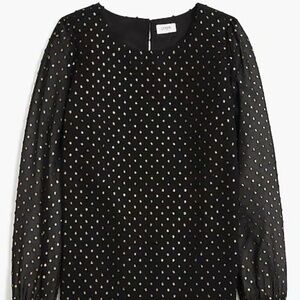 J. Crew Factory Gold Shimmer Clip-dot Top - Black & Gold, L